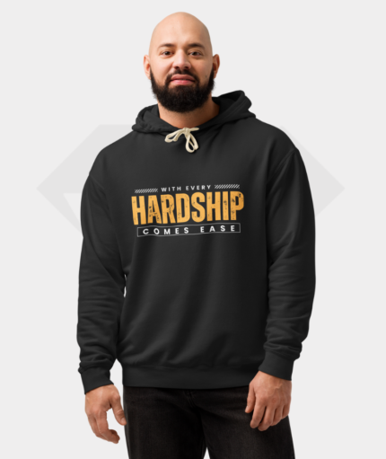 After Hardship Is Ease Black Cotton Fleece Hoodie