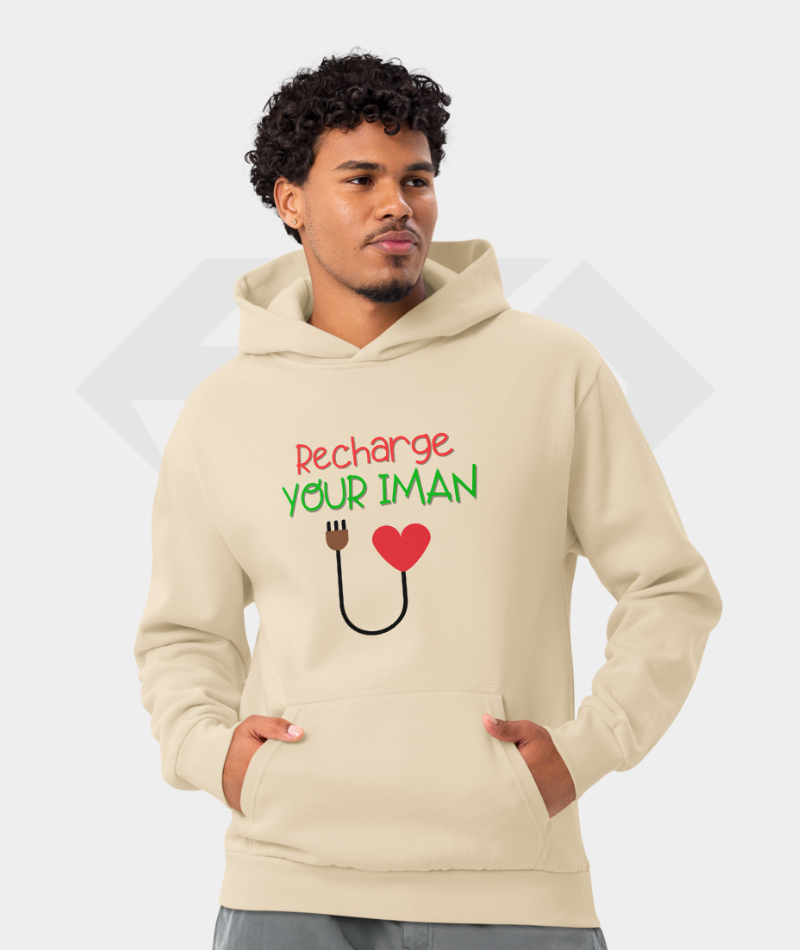 Recharge Your Iman Cream Cotton Fleece Hoodie