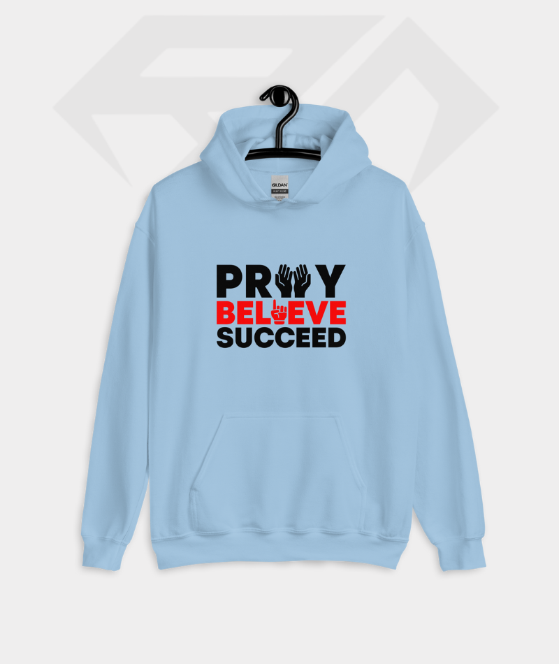 Pray Believe Succeed Premium Cotton Fleece Hoodie